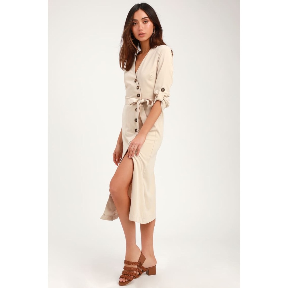 Lulus “City Dreaming” Casual Button Up Midi Dress - Picture 2 of 9